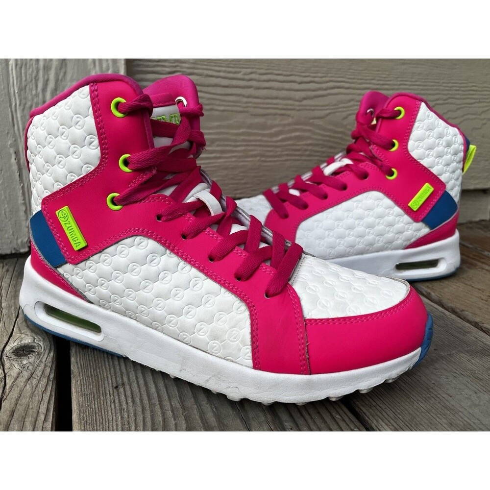 Zumba Fitness Air Boss Women's 6.5 High Top Dance Sneakers Shoes White/Pink